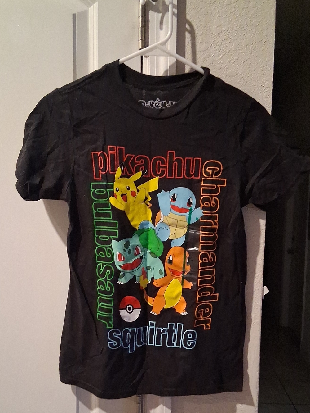 Disney Black Pokémon Starter Crew Tee with Multicolor Characters
